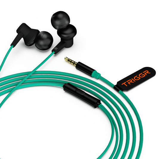 TRIGGR Blaze 3.5mm Jack Wired Earphones with 13mm Driver, In-line Controls, Rich Bass, HD Mic