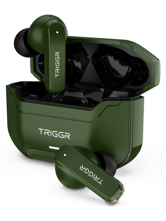 TRIGGR Raze 1 Gaming TWS with 40ms Low Latency, 40H Battery, Tactical Gaming Design & AI ENC Mics