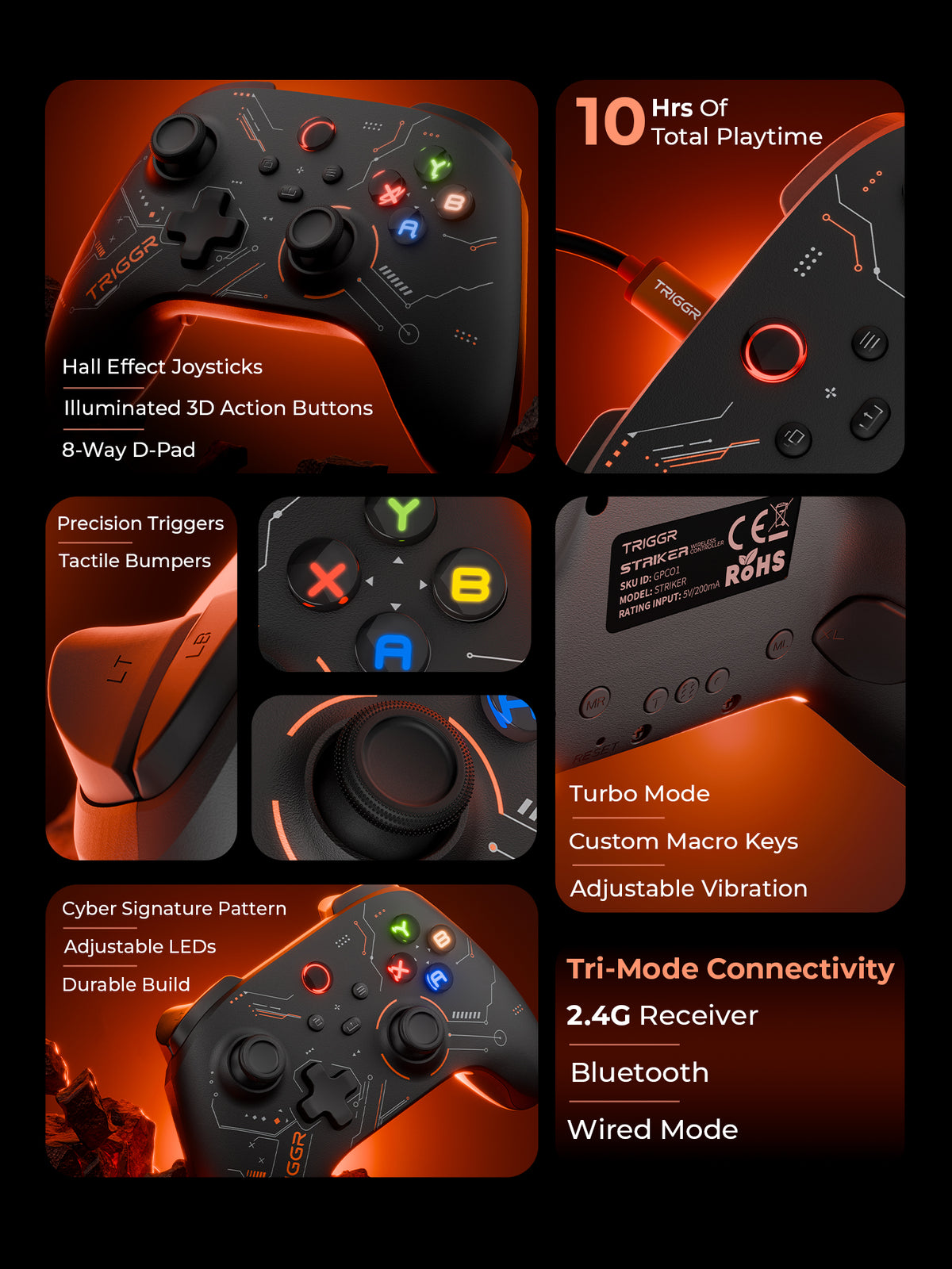 TRIGGR Striker Bluetooth Gamepad (Black, 2