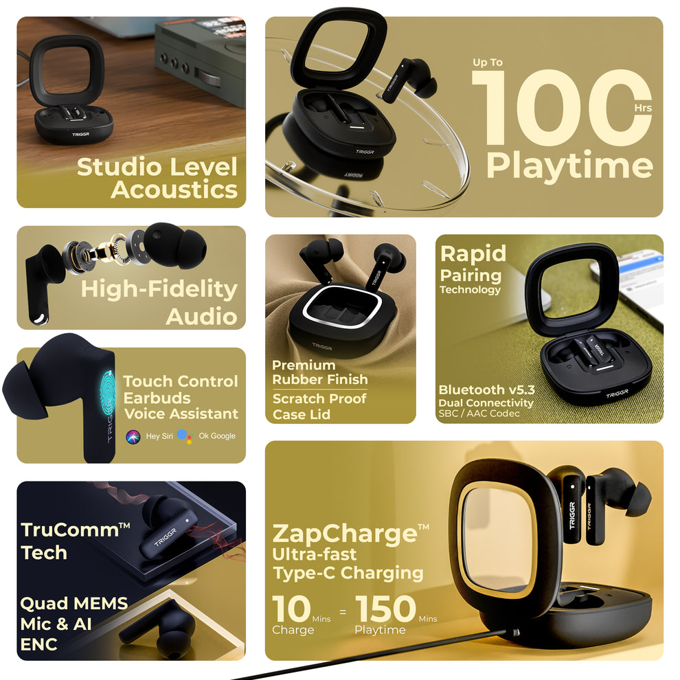 TRIGGR Apex S1 Dual Pairing, 100H Battery, 360º Spatial Soundstage, Qu