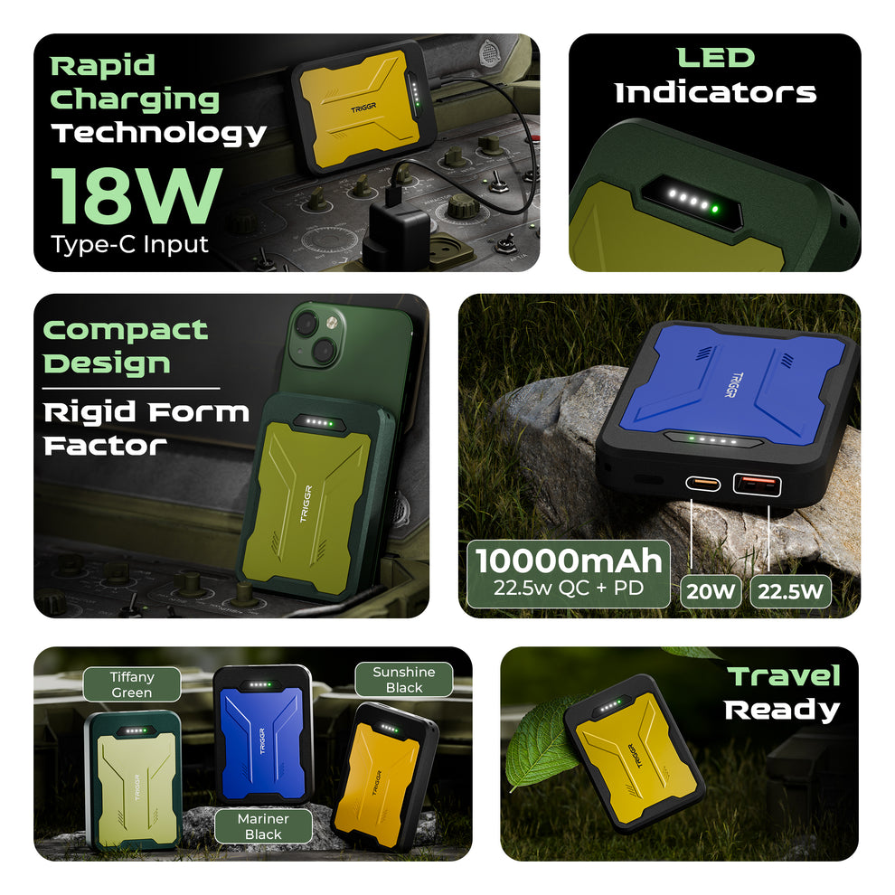 TRIGGR Volt V1, 10000mAh Pocket-Size Power Bank, 22.5W Quick Charge