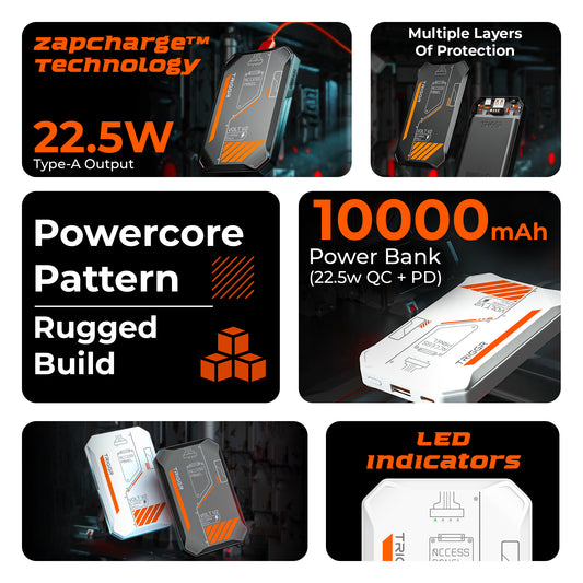 TRIGGR Volt V2, 10000mAh Pocket-Size Power Bank, 22.5W Quick Charge + Power Delivery Support