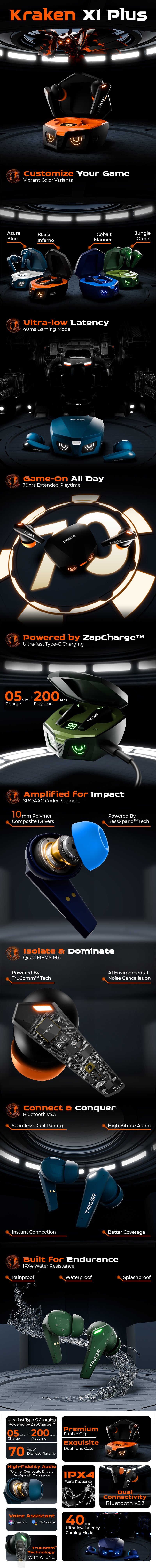 TRIGGR Kraken X1 Plus Earbuds with Dual Pairing